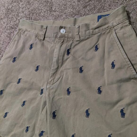 Polo by Ralph Lauren Other - Polo Ralph Lauren Classic Fit 9" Khaki Shorts Navy Pony All Over Print Size 29